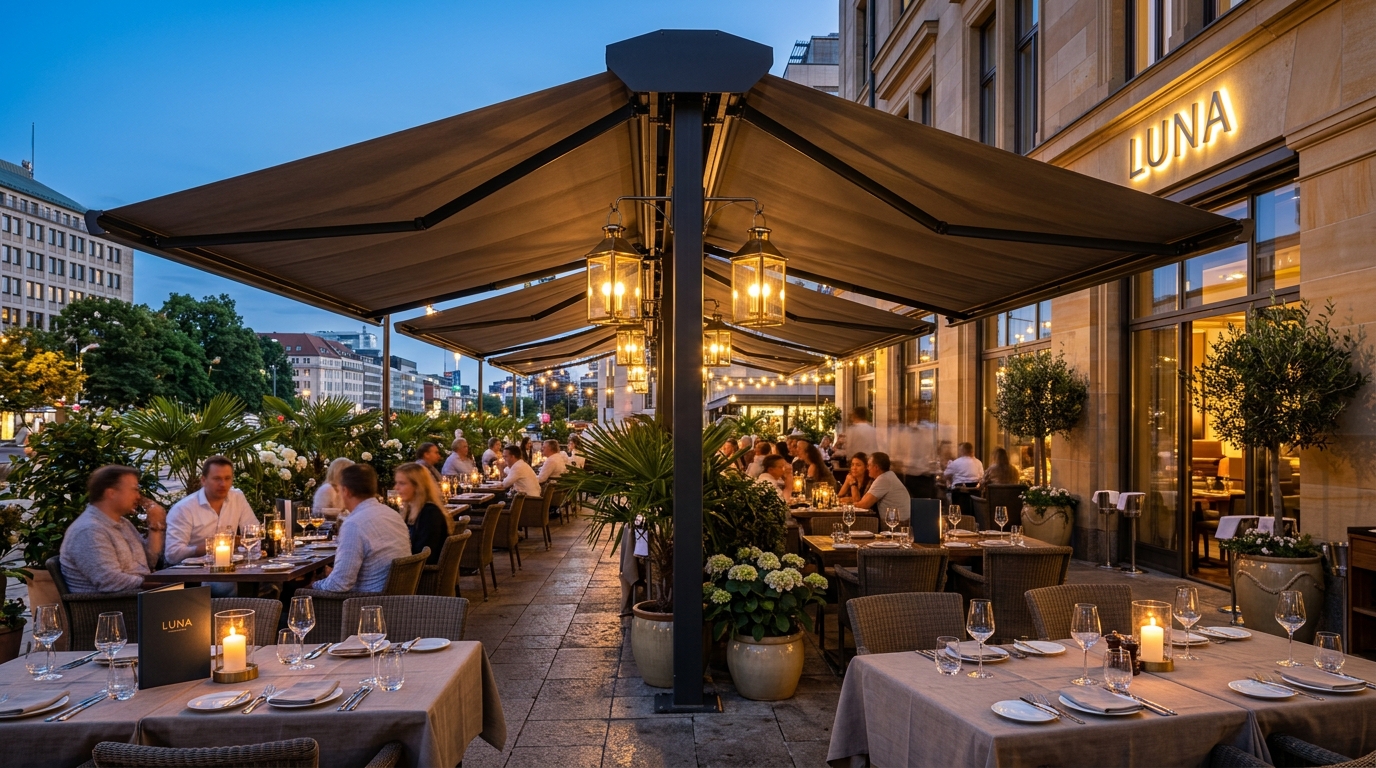 Restoran Dış Mekân Yemek Alanı Çift Tente