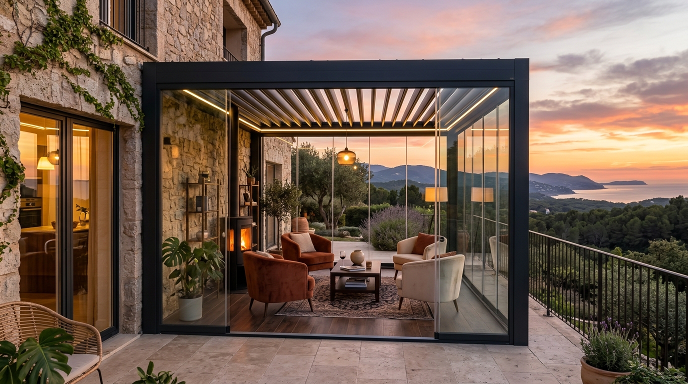 Sürme Cam Sistemli Kış Bahçesi Pergola