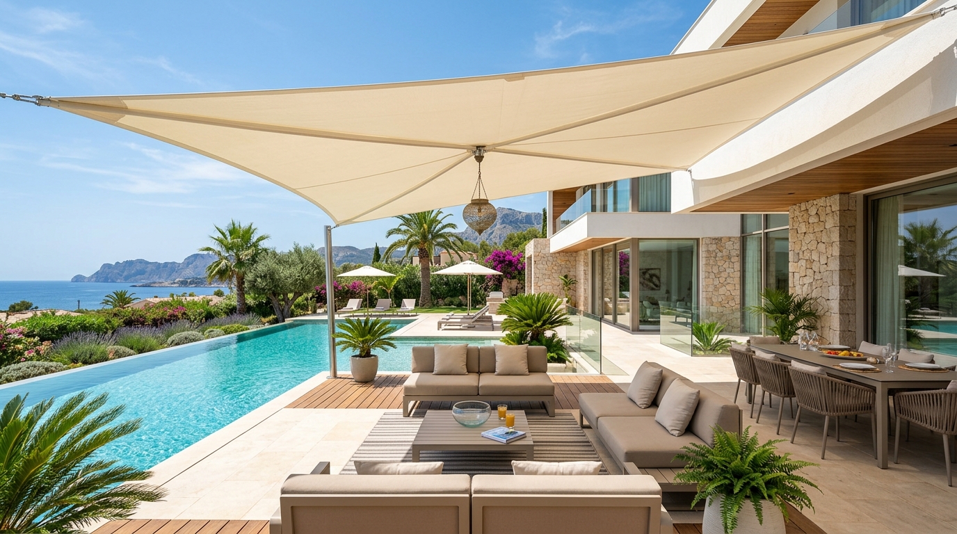 Lüks Villa Bahçesi Hiperbolik Yarasa Gölgelik